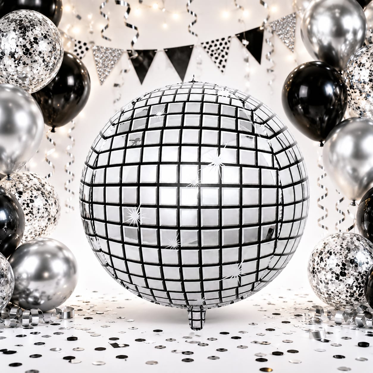 Globo Metalizado Bola Disco Espejo 22 Pulgadas / 55 cm Plateado x1 Unidad
